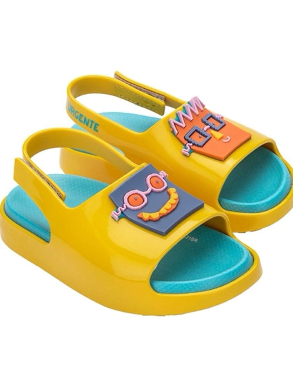 Mini Melissa Yellow and Turquoise Character Slingback Sandals